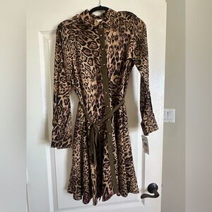 Leopard Print Long Sleeve Mini Dress